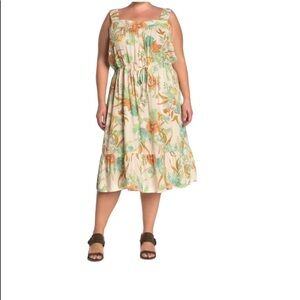 Love Fire Floral Flounce Gauzy Tropical Print Dress Plus Size